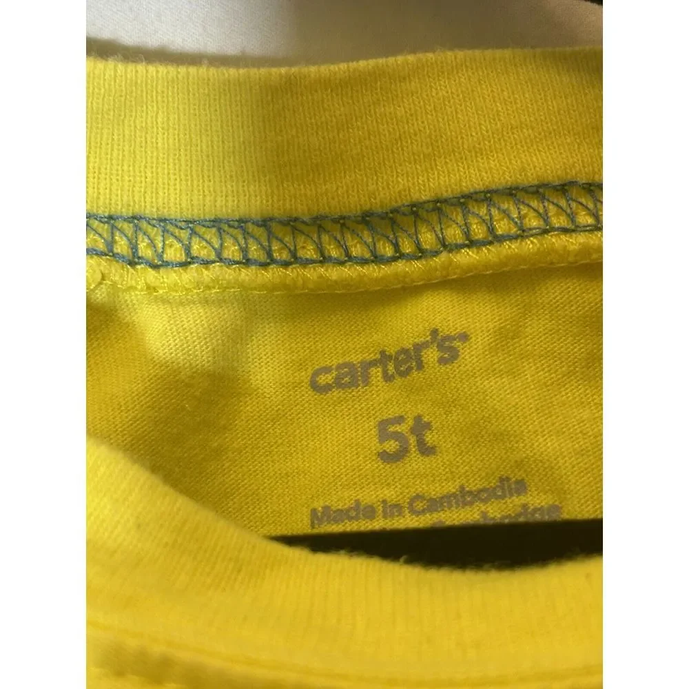 Carter' Boys Tee Shirt Top Yellow‎ Gridiron 5T EUC B23